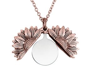 Customized Stainless Sunflower Necklace Fashion Double-layer Engraved Personality Creative Gift