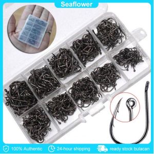 【In Stock】100pcs/box high quality mixed stainless steel carp fishing bait sharp hook set (3-12#)