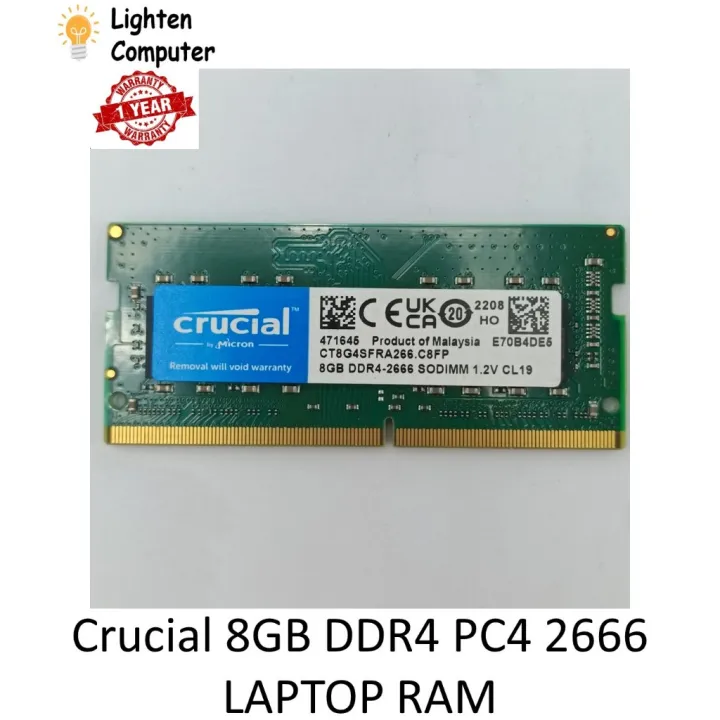 【USED】 CRUCIAL DDR4 2666Mhz 8GB / 16GB | PC4 2666 | LAPTOP RAM | SODIMM RAM