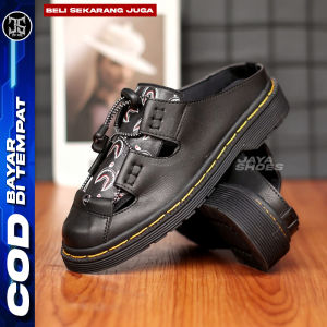 Orkid Sandal Slide Pria Selop Hitam Trendy Kulit Pu