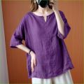 Rulfepy ZANZEA Purple Top for Women Ladies Casual Loose Kaftan Tops T Shirt O Neck Womens Solid Plain Blouse 7.9v. 