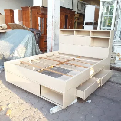 Tempat Tidur Ranjang Kayu Minimalis Laci Duco capucino 180x200 /TRINITYJAYAFURNITURE