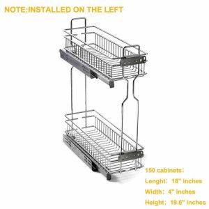 Pull Out Basket Kitchen Cabinet 304 Stainless Steel for Kitchen Rack Organizer