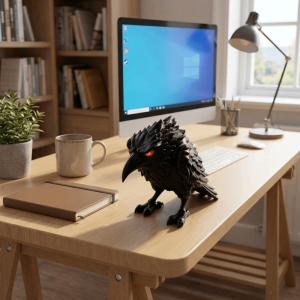 RGFV MALL Realistic 3D Printed Raven Statue Gothic Style Dark Themed Halloween Decor Prop Unique Plastic Ornaments Office Decor