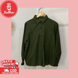 Blouse Wanita Lengan Panjang Karet Linen Fashion Casual Korean Style Ootd Simple Terbaru - XELLEA