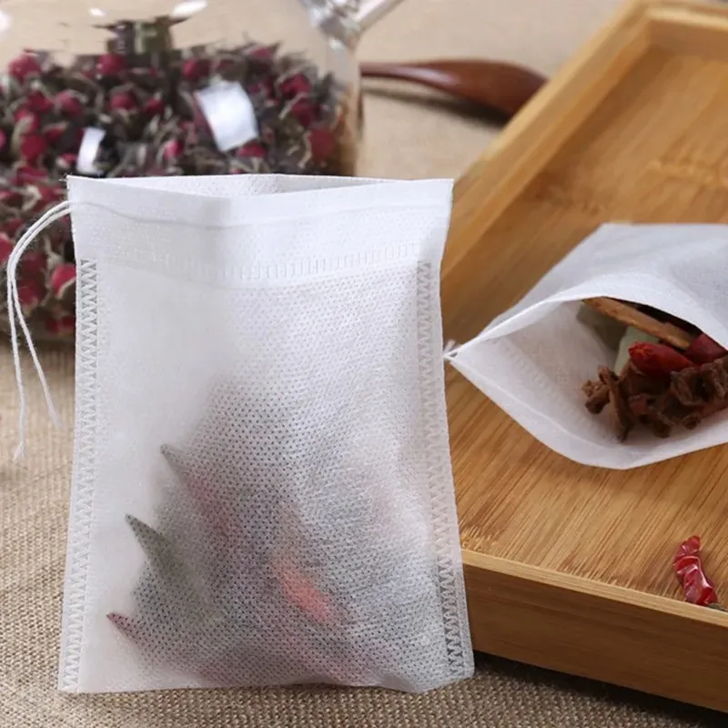 200PCS Tea Bag Pouch Disposable Empty Drawstring Bag For Tea