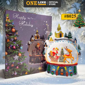 ONELINE #8024/8025/8026/8027 Christmas Music Snow Globe Village Scene with Glitter Snowfall