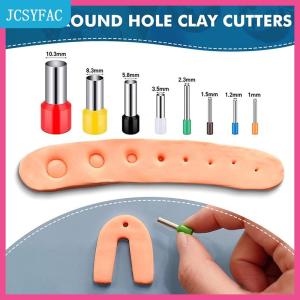 JCSYFAC 8 pcs 8 kích cỡ Polymer đất sét cắt khuôn lỗ đấm công cụ thiết lập DIY Polymer đất sét Bông tai làm thủ công thủ công