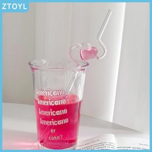 ZTOYL Love-shaped Heat-resistant Glass Straw High-value Girl Heart Glass Tube Juice Drink Household Transparent Straw Reusable