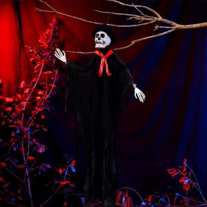 TRTEWWS ผีสิงแบบ ผีแขวนฮาโลวีน น่ากลัวมากๆ พร้อมฮู้ด จี้แขวนฮาโลวีน สร้างสรรค์และสร้างสรรค์ งานทำมือ ของเล่นผีแขวน ห้องลับปาร์ตี้