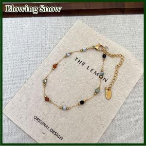 Blowing Fashion Retro Natural Stone Splicing Beaded Simple Bracelet Necklace Female Light Luxury Temperament Necklace Bracelet Accessories Jewelry