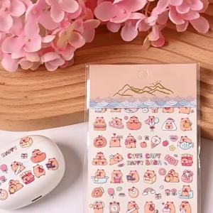 2Pcs/Set 5D Cartoon Capybara Nail Stickers Nail Art Accessories panda Nail Art Stickers Nail Art Supplies Childrens Day Gift