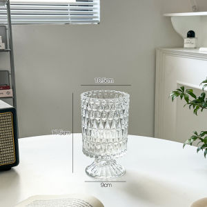 Meeting you โอ่งใสแบบฝ้ายหลักแบบฝ้ายฝอยเท้าสูงสไตล์ฝรั่งเศส - กระถางดอกง านแต่งงาน และเป็นตัวจัดเก็บเทียน ไม้สูงสำหรับตกแต่งบ้าน ตกแต่งด้วยลายฝ้ายฝอย เป็นชิ้นตกแต่งแบบ ins.