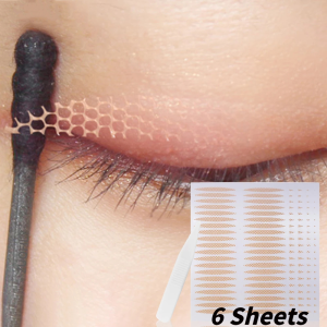 WOOLOVE 240PC/6 Sheets Invisible Eyelid Stickers Lace Mesh Eyes Lift Strips Adhesive Stickers Waterproof Double Eyelid Tape Makeup Tools