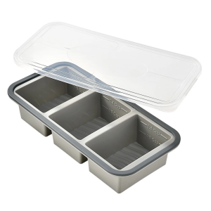 [Original 24 hours delivery] Large Capacity Silicone Freezer Tray 3 Grid Food Grade Freeze Preservation Mold Easy To Clean Creative Food Storage Container Meal Prepping