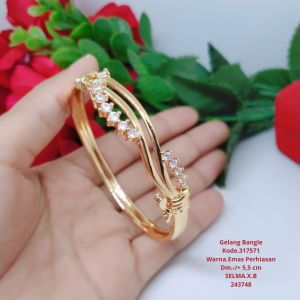 Gelang Tangan Bangle Wanita Titanium Xuping Perhiasan Aksesoris Fashion Lapis Emas Anti Karat GB41