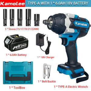 Kamolee Tool 1800N.m/520N.m 1/2 & 1/4 inci Kunci Pas Dampak Listrik Untuk Mengencangkan Ban Dan Sekrup Kompatibel Dengan Baterai Makita