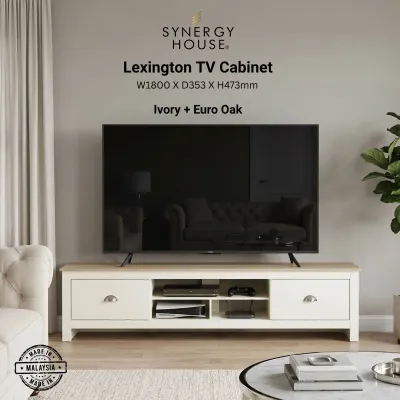 Synergy House Lexington TV Cabinet 6FT | Fits Up to 65” TV | Kabinet TV Storage Unit with Drawers