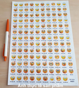 Sticker khen chữ MẶT CƯỜI 40k 5 tờ A4 x 129 Stick - Mã A431