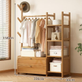Bamboo clothes hanger coat rack with drawer multifunctional clothes hanger wooden clothes hanger. 