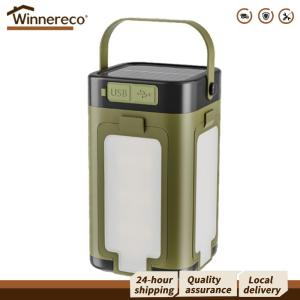 【Winnereco】 Bright Solar Rechargeable Camping Lantern with Foldable Structure Power Bank Waterproof Outdoor Light for Hiking and Emergency