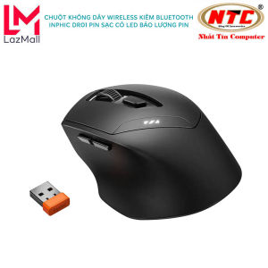 Chuột không dây pin sạc INPHIC DR01 silent click cực êm - hỗ trợ wireless kiêm bluetooth (đen) Nhat Tin Authorised Store
