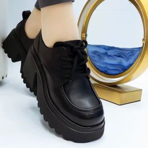 Free Shipping 2026 Spring/Autumn New Collection: WomenS Platform Loafers With Laces Soft Sole And Chunky Heel