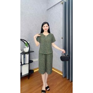 Đồ bộ trυng niên cho mẹ ngắn tay quần lửng ngang gối vải luạ nhập cao cấp mềm mịn