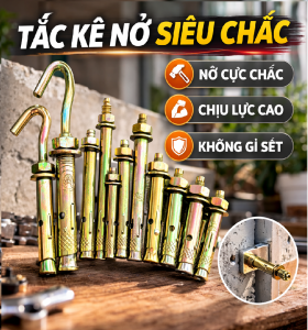 Tắc kê nở sắt M6 M8 M10 M12 – Bulong nở cố định tường bê tông chịu lực tốt chống gỉ