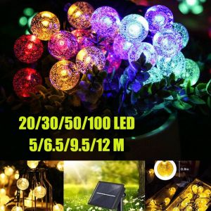 20/30/50/100 Led Crystal Ball Bubble Solar String Lights for Outdoor Patio Lawn Landscape Garden Raya Home Decorations