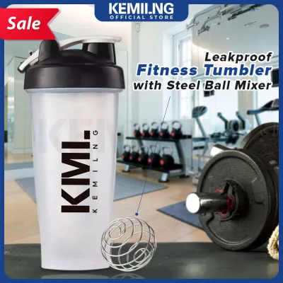 KEMILNG Powder Protein Shaker Blending Cup Gym Handle Sports Water Cup Scale Tumbler Steel Ball Mixer Travel Leakproof Bottle Protein Shaker Tumbler 700ml Protein Shaker