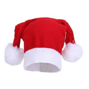 Cute Christmas Knitted Hat Comfortable Warm Santa Beanie Hat Fashion Stretchy Fit Winter Santa Hat for Holiday New Year Party