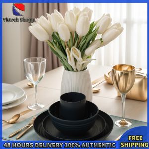 Vktech Lightweight Wheat Straw Cutlery Set 16 Pieces Unbreakable Kitchenware for Home and Picnic