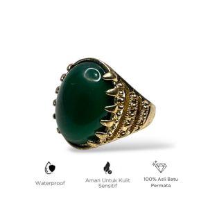 Cincin Fashion Pria Batu Asli Topas Yaman Kecubung Onyx Metal Retro Grosir Jepit
