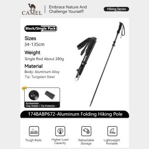 Camel Crown Hiking Poles Walking Stick Lightweight Folding Aluminum Walking Stick Hiking Climbing Gear Elderly Walking Stick Non-Slip
