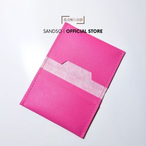 SandSo - Custom Gambar Logo Card Holder Lipat 3 Slot Dompet Kartu Kulit Wallet Tempat Slim Let Uang