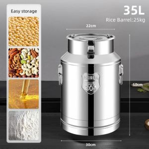 stainless rice dispenser aesthetic 25 kg /5kg/15kg/10kg capacity rice storage oil container bottle rice box rice bucket lalagyan ng bigas rice cylinder with lid cereal flour container air tight container storage