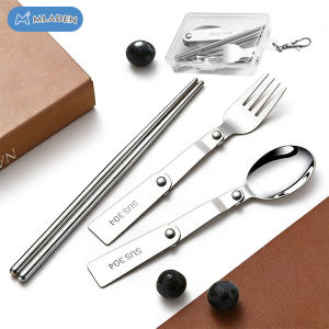 MLADEN 304 Stainless Steel Folding Spoon Fork Chopsticks Portable Tableware Student Office Worker Outdoor Travel Tableware