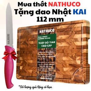 Thớt kháng khuẩn tự nhiên dày không sơn thớt gỗ chống mốc chính hãng an toàn Nathuco dụng cụ nhà bếp
