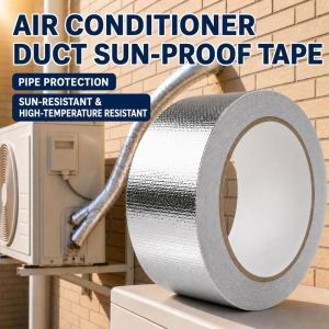 MADEWITH 5/10/20M Fiberglass Aluminum Foil Tape Self-Adhesive High Temperature Aluminum Foil Tape Silver Fireproof Tape