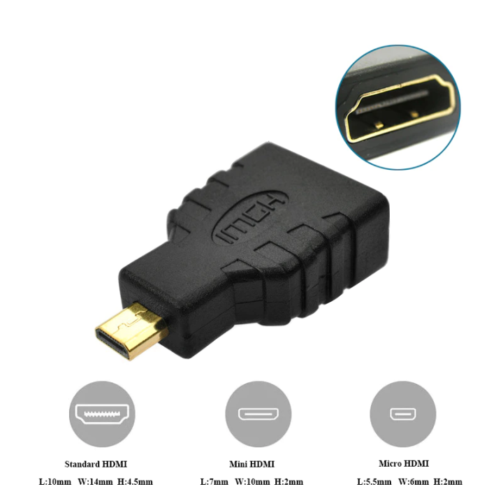 Circuitrocks HDMI Micro Mini to HDMI Adapter Gold-Plated 1080P Male To  Standard Female Cable