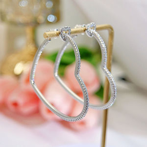 SEQUITO Gorgeous Ladies Ear Decoration Jewelry Yellow Gold Plated Full Micro Pave AAA CZ Zirconia Personality Prom Party Big Hoop Heart Earrings SE883
