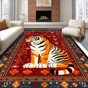 Animal Living Room Carpet Vintage Decorative Rug Dirt-Resistant Bedroom Bedside Study Room Carpet Mat 动物客厅地毯 复古装饰地毯 耐脏 卧室床边毯 书房地毯 FUNIANQI
