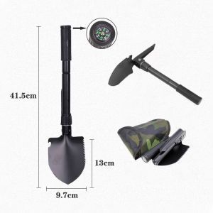 พลั่วสนาม พลั่วอเนกประสงค์ พลั่วขุดดิน พลั่วจอบฉุกเฉินพับเก็บได้ เดินป่าตั้งแคมป์ฟังก์ชั่นงาน 11 รูปแบบใน1ด้าม พร้อมถุงผ้า สีเขียว