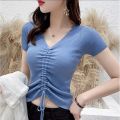Villing Serut RIB | Atasan Wanita Crop Top Vneck Serut. 
