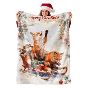 (1pc)Lovely Christmas Animal Blanket Fuzzy Cartoon Blanket for Kids Teens Great New Year Gifts