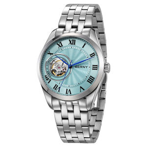 BERNY Automatic Watch for Men Luxury Skeleton NH38 Business Casual Stainless Steel Sapphire Lens Top Quality ice Blue Men Watch