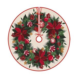【Happy Time】36 Inch Large Printed Christmas Tree Skirt Santa Elk Snowman Floor Mat Xmas Tree Base Cover Soft Decorative Carpet for Holiday Indoor Home Party Festival Decoration