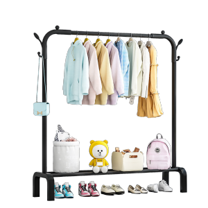 Household Clothes Rack Hanging Clothing Hanger with Wheels Storage Coat Rack Drying Pole for Bedroom