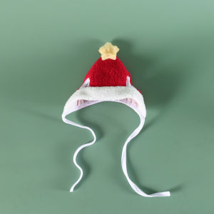 Christmas Pet Costume Cat Puppy Hat Scarf Set Pentagram Bow Neck Hoodie Xmas Dressing Party Decor